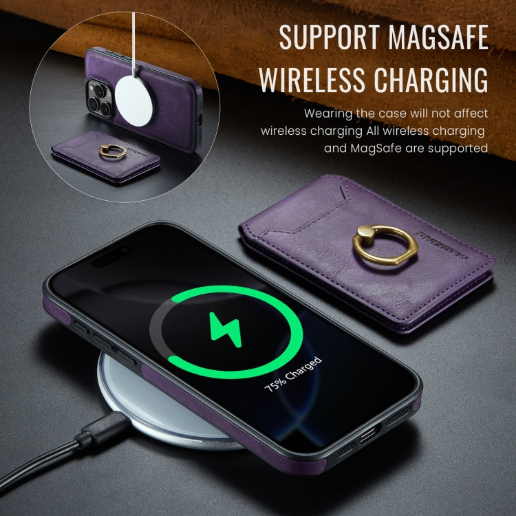 Pour iPhone 16 Pro MAGKING K1 Étui Téléphone avec MagSafe et Portefeuille Amovible RFID (Violet)