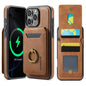 For iPhone 16 Pro MAGKING K1 MagSafe Detachable Wallet RFID Back Cover Phone Case(Brown)