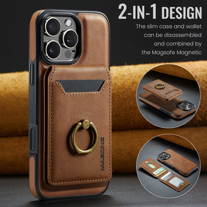 For iPhone 16 Pro MAGKING K1 MagSafe Detachable Wallet RFID Back Cover Phone Case(Brown)