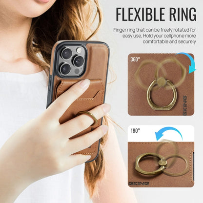 For iPhone 16 Pro MAGKING K1 MagSafe Detachable Wallet RFID Back Cover Phone Case(Brown)