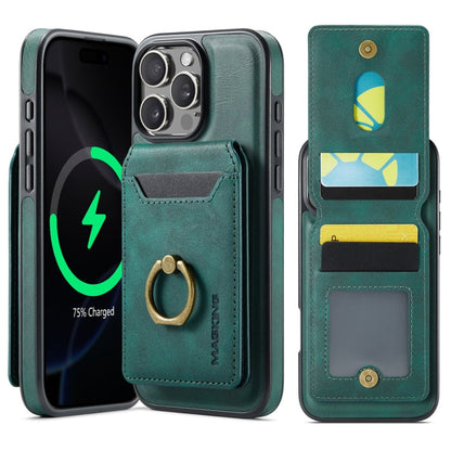 For iPhone 16 Pro MAGKING K1 MagSafe Detachable Wallet RFID Back Cover Phone Case(Green)