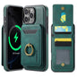 For iPhone 16 Pro MAGKING K1 MagSafe Detachable Wallet RFID Back Cover Phone Case(Green)
