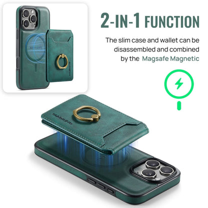 For iPhone 16 Pro MAGKING K1 MagSafe Detachable Wallet RFID Back Cover Phone Case(Green)
