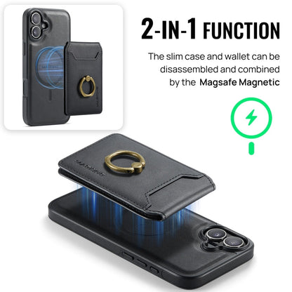 For iPhone 16 Plus MAGKING K1 MagSafe Detachable Wallet RFID Back Cover Phone Case(Black)