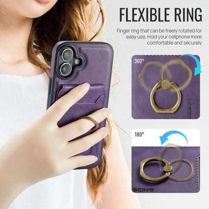 For iPhone 16 Plus MAGKING K1 MagSafe Detachable Wallet RFID Back Cover Phone Case(Purple)