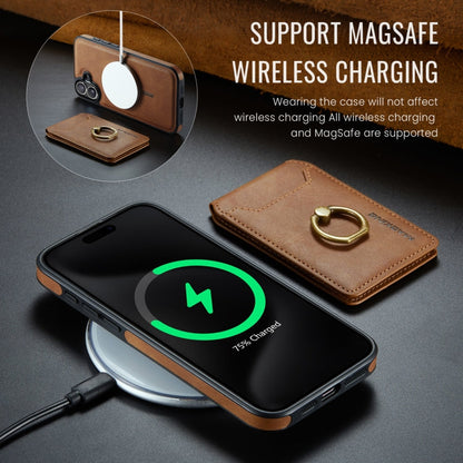 For iPhone 16 Plus MAGKING K1 MagSafe Detachable Wallet RFID Back Cover Phone Case(Brown)