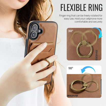 For iPhone 16 Plus MAGKING K1 MagSafe Detachable Wallet RFID Back Cover Phone Case(Brown)