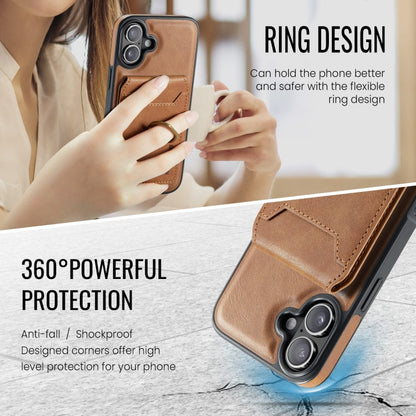 For iPhone 16 Plus MAGKING K1 MagSafe Detachable Wallet RFID Back Cover Phone Case(Brown)