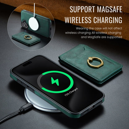 For iPhone 16 Plus MAGKING K1 MagSafe Detachable Wallet RFID Back Cover Phone Case(Green)