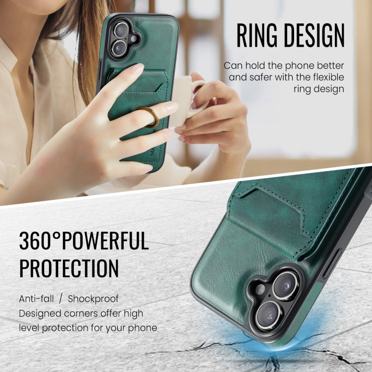 For iPhone 16 Plus MAGKING K1 MagSafe Detachable Wallet RFID Back Cover Phone Case(Green)