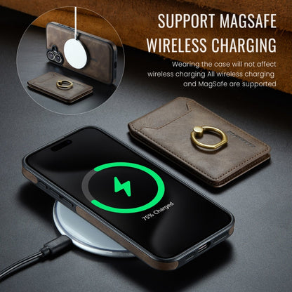 For iPhone 16 MAGKING K1 MagSafe Detachable Wallet RFID Back Cover Phone Case(Coffee)