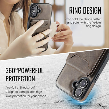 For iPhone 16 MAGKING K1 MagSafe Detachable Wallet RFID Back Cover Phone Case(Coffee)