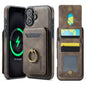 For iPhone 16 MAGKING K1 MagSafe Detachable Wallet RFID Back Cover Phone Case(Coffee)