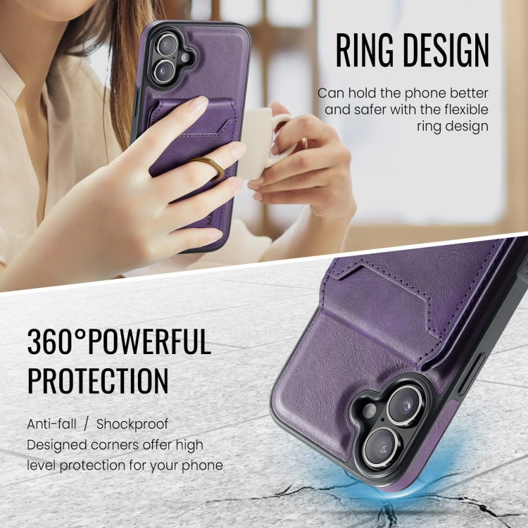 For iPhone 16 MAGKING K1 MagSafe Detachable Wallet RFID Back Cover Phone Case(Purple)