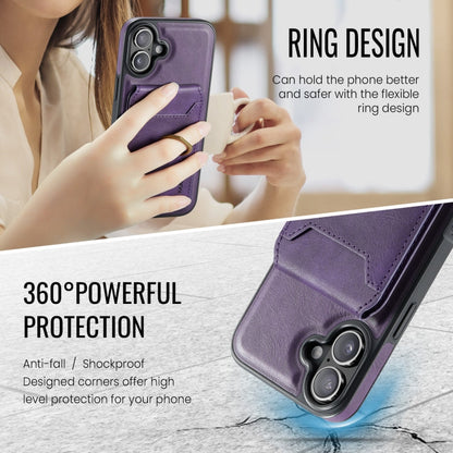 For iPhone 16 MAGKING K1 MagSafe Detachable Wallet RFID Back Cover Phone Case(Purple)