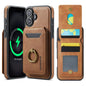 For iPhone 16 MAGKING K1 MagSafe Detachable Wallet RFID Back Cover Phone Case(Brown)