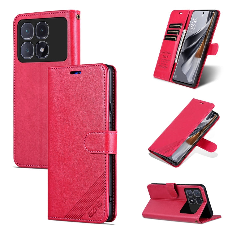 Pour Redmi K70 Ultra AZNS Étui de téléphone en cuir à rabat texturé en peau de mouton (rouge)
