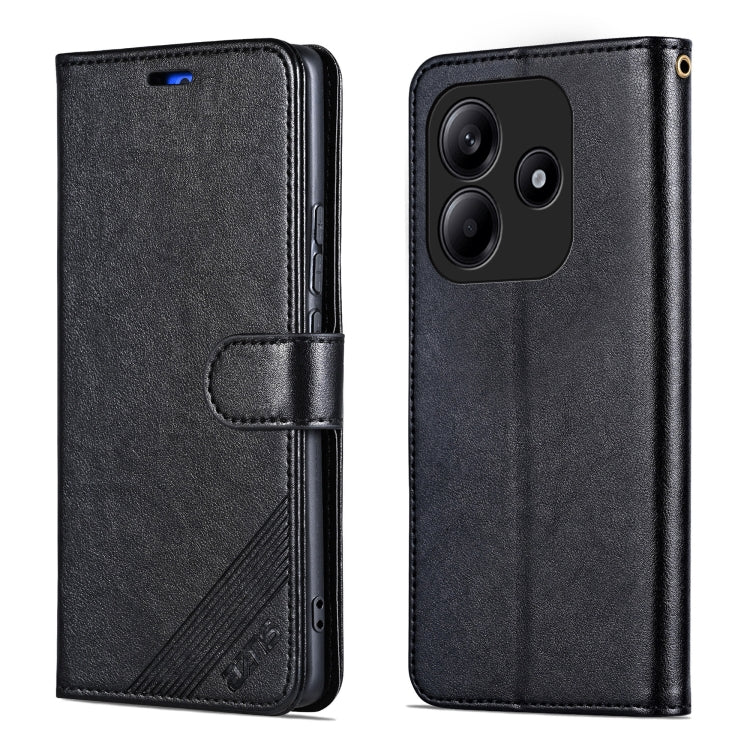 For Redmi Note 14 5G AZNS Sheepskin Texture Flip Leather Phone Case(Black)
