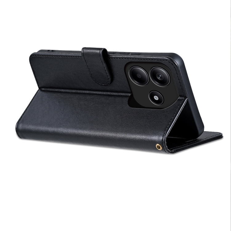 For Redmi Note 14 5G AZNS Sheepskin Texture Flip Leather Phone Case(Black)