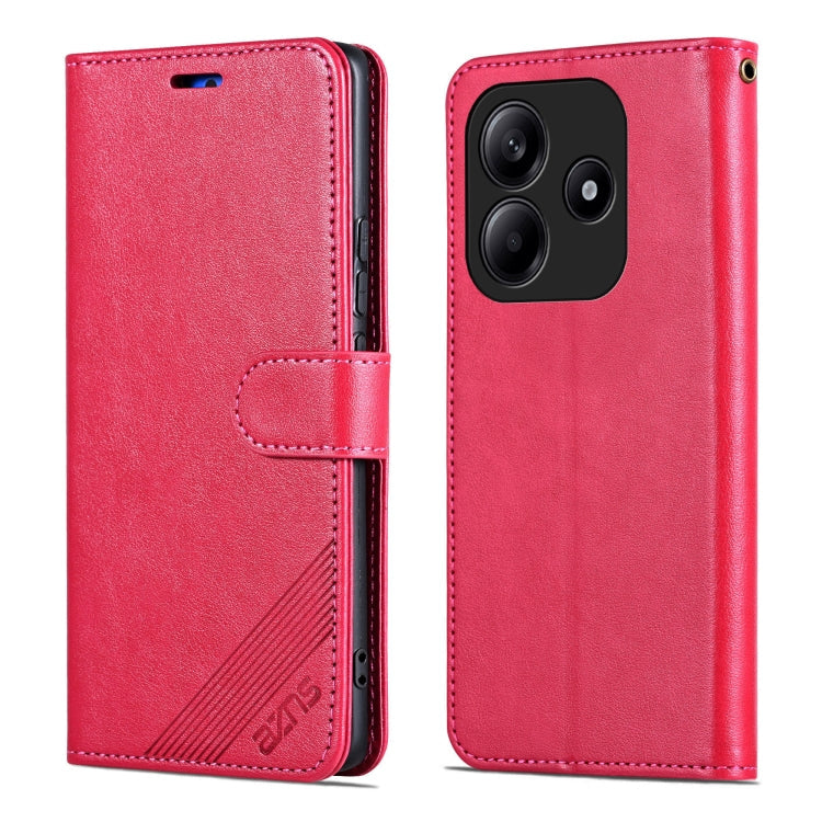 For Redmi Note 14 5G AZNS Sheepskin Texture Flip Leather Phone Case(Red)