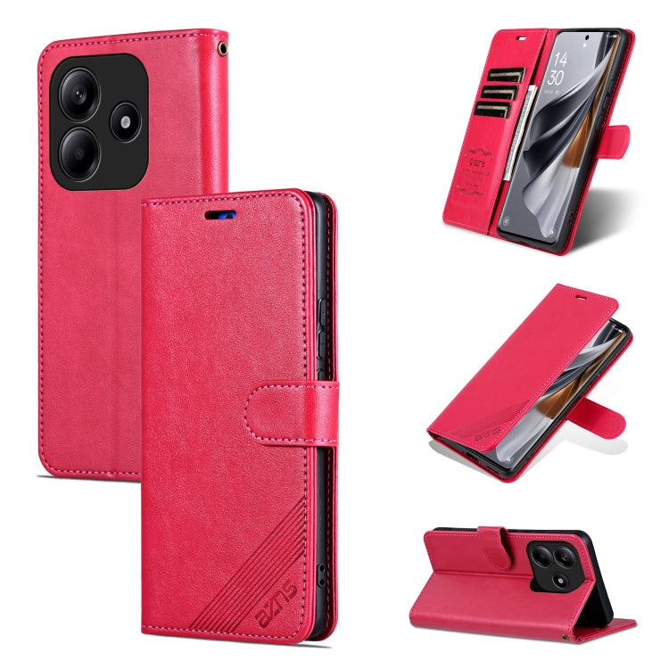 For Redmi Note 14 5G AZNS Sheepskin Texture Flip Leather Phone Case(Red)