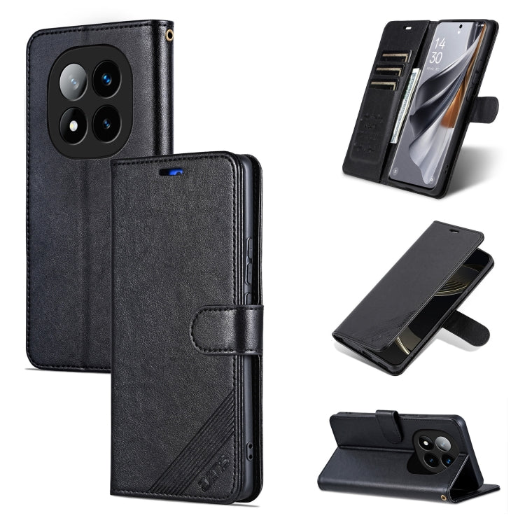 Pour Redmi Note 14 Pro+ 5G AZNS Étui de téléphone en cuir à rabat texturé peau de mouton (Noir)