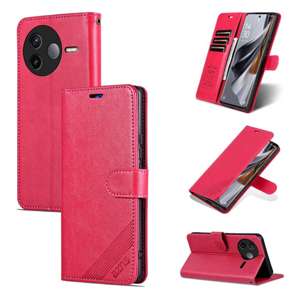 Pour l'étui de téléphone en cuir à rabat texture peau de mouton AZNS pour Redmi K80 (rouge)