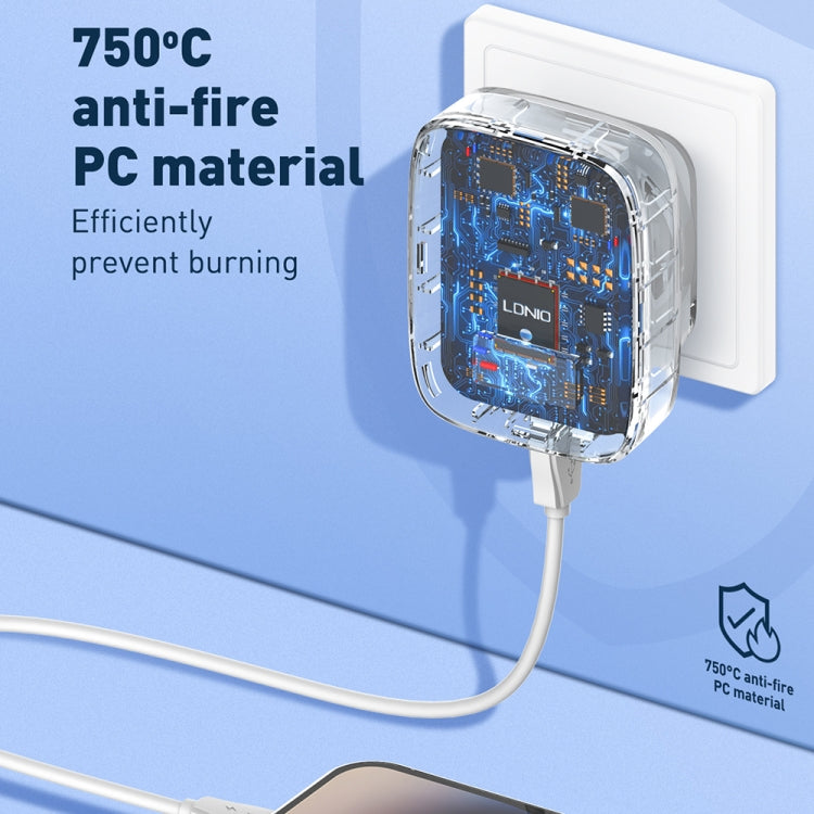 LDNIO Q334 32W Type-C + Dual USB Port Charger with 1m Micro USB Data Cable, Plug Type:EU Plug(Black)