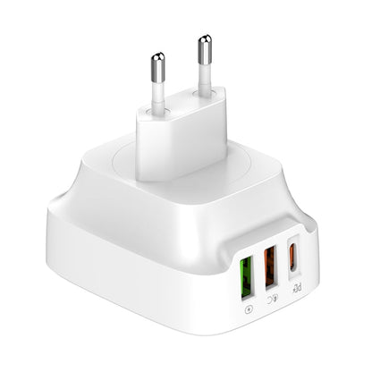 LDNIO Q334 32W Type-C + Dual USB Port Charger with 1m USB-C / Type-C Data Cable, Plug Type:EU Plug(White)