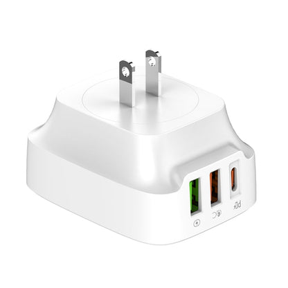 LDNIO Q334 32W Type-C + Dual USB Port Charger with 1m USB-C / Type-C Data Cable, Plug Type:US Plug(White)