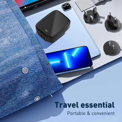 LDNIO Q334 32W Type-C + Dual USB Port Charger with 1m USB-C / Type-C Data Cable, Plug Type:EU Plug(Black)