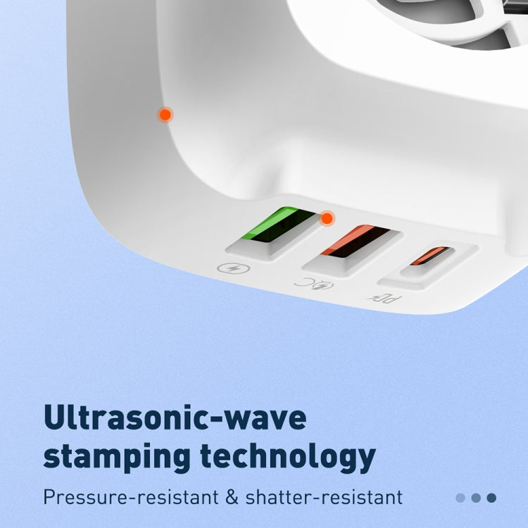 LDNIO Q334 32W Type-C + Dual USB Port Charger with 1m USB-C / Type-C Data Cable, Plug Type:EU Plug(Black)