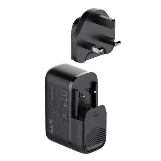 Chargeur LDNIO Q366 65W USB + double port Type-C avec câble de données USB-C / Type-C vers USB-C / Type-C de 1 m, Type de prise : prise britannique (noir)
