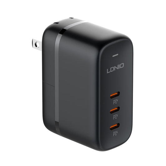 Chargeur LDNIO Q367 65W GaN 3 x USB-C / Type-C avec câble de données USB-C / Type-C vers USB-C / Type-C de 1m, Type de prise : US (Noir)