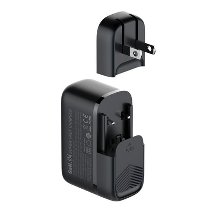 LDNIO Q367 65W GaN 3 x USB-C / Type-C Interface Charger with 1m USB-C / Type-C to USB-C / Type-C Data Cable, Plug Type:US Plug(Black)