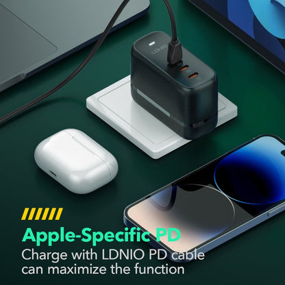 LDNIO Q367 65W GaN 3 x USB-C / Type-C Interface Charger with 1m USB-C / Type-C to USB-C / Type-C Data Cable, Plug Type:US Plug(Black)
