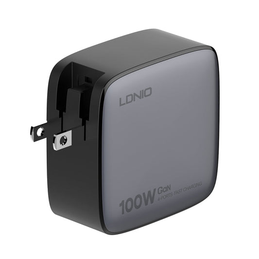 Chargeur LDNIO Q408 100W GaN USB+3 USB-C / Type-C avec câble de données 1m 100W USB-C / Type-C vers USB-C / Type-C, Type de prise:Prise US (Noir)