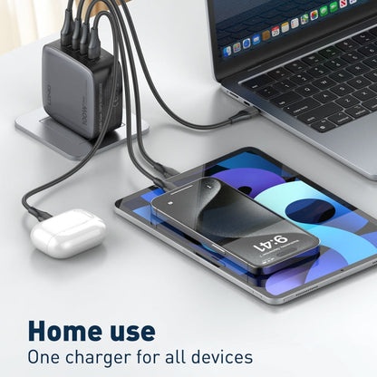 LDNIO Q408 100W GaN USB+3 USB-C / Type-C Interface Charger with 1m 100W USB-C / Type-C to USB-C / Type-C Data Cable, Plug Type:EU Plug(Black)