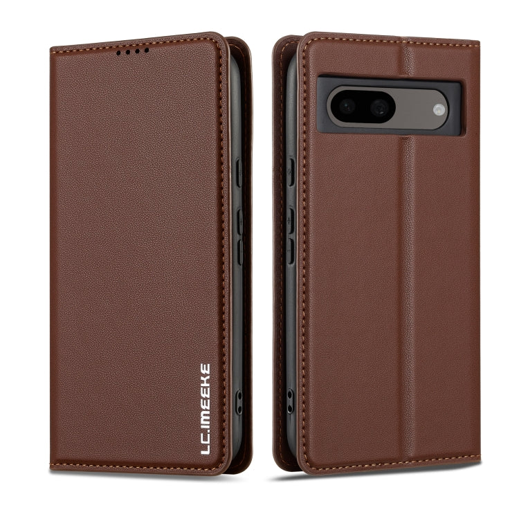 For Google Pixel 8 LC.IMEEKE L1 Series Frosted Fine Texture PU Phone Case(Brown)