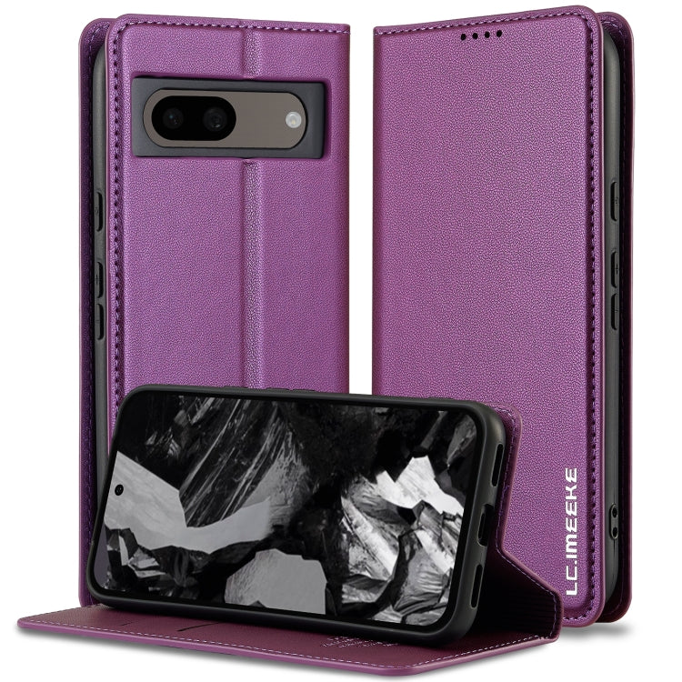 For Google Pixel 8A LC.IMEEKE L1 Series Frosted Fine Texture PU Phone Case(Purple)