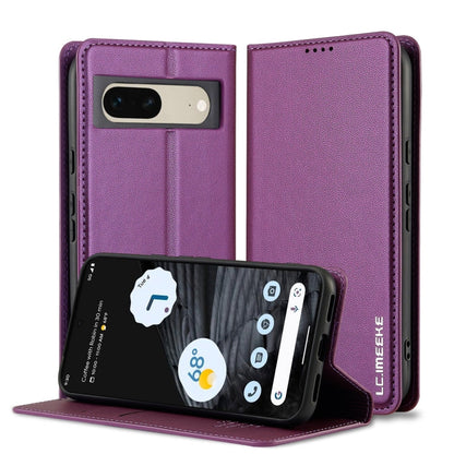Pour Google Pixel 7 5G Étui de téléphone en PU texturé givré fin de la série LC.IMEEKE L1 (violet)