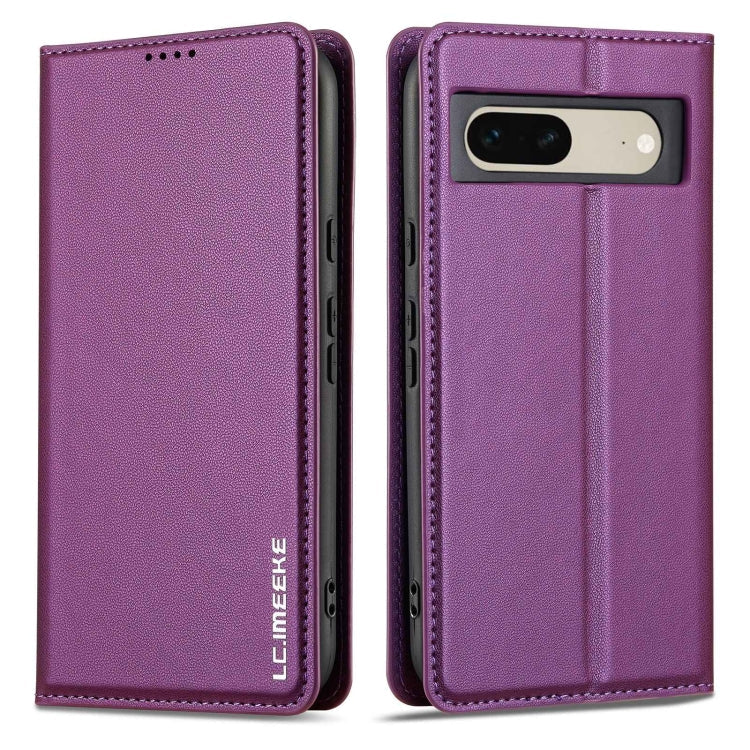 Pour Google Pixel 7 5G Étui de téléphone en PU texturé givré fin de la série LC.IMEEKE L1 (violet)