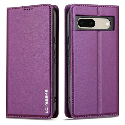 Pour Google Pixel 7 5G Étui de téléphone en PU texturé givré fin de la série LC.IMEEKE L1 (violet)