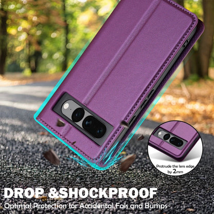 Pour Google Pixel 7 5G Étui de téléphone en PU texturé givré fin de la série LC.IMEEKE L1 (violet)