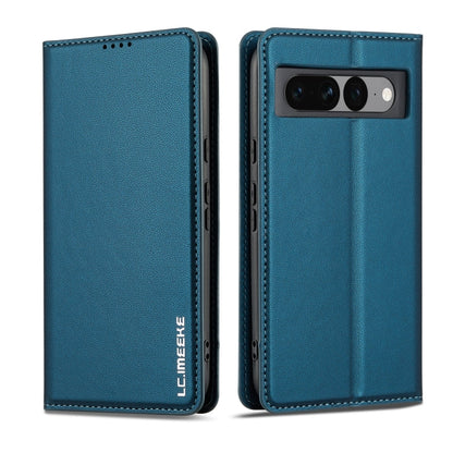 For Google Pixel 7 Pro 5G LC.IMEEKE L1 Series Frosted Fine Texture PU Phone Case(Blue)