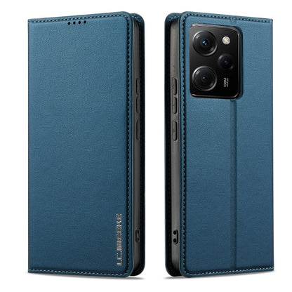 Pour Xiaomi Poco X5 LC.IMEEKE Série L1 Étui de téléphone en PU givré à texture fine (bleu)