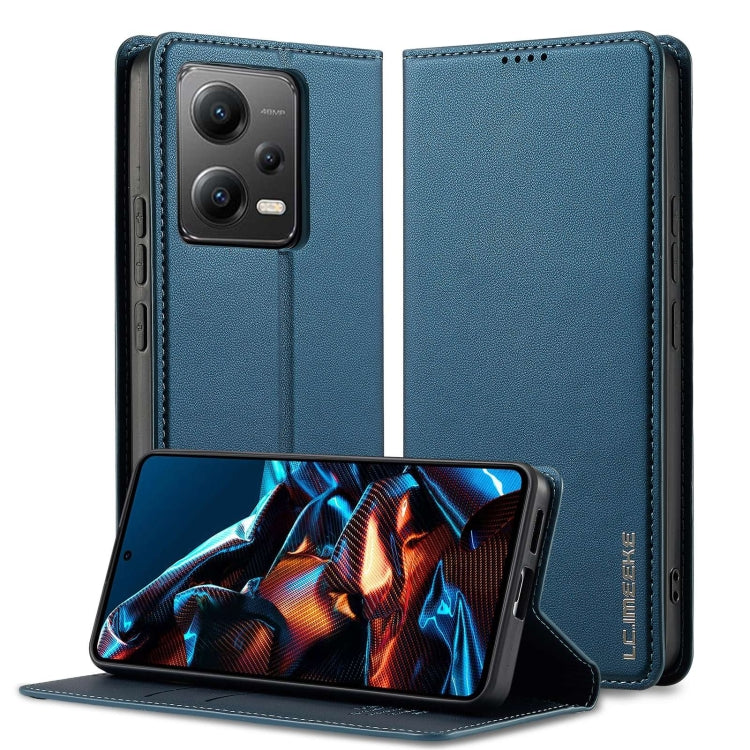 Pour Xiaomi Poco X5 LC.IMEEKE Série L1 Étui de téléphone en PU givré à texture fine (bleu)