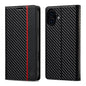 For iPhone 16 Plus LC.IMEEKE Carbon Fiber Leather Phone Case(Vertical Black)