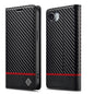 Pour iPhone 17e / 16e Coque de téléphone en cuir fibre de carbone LC.IMEEKE (Noir horizontal)