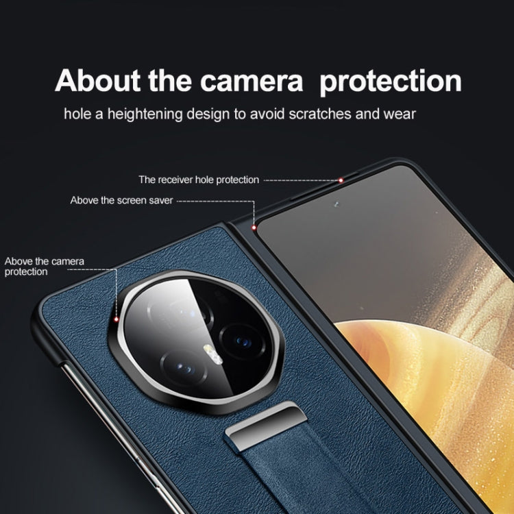 For Honor Magic V3 SULADA PC + Leather Texture Skin Feel Shockproof Phone Case(Blue)